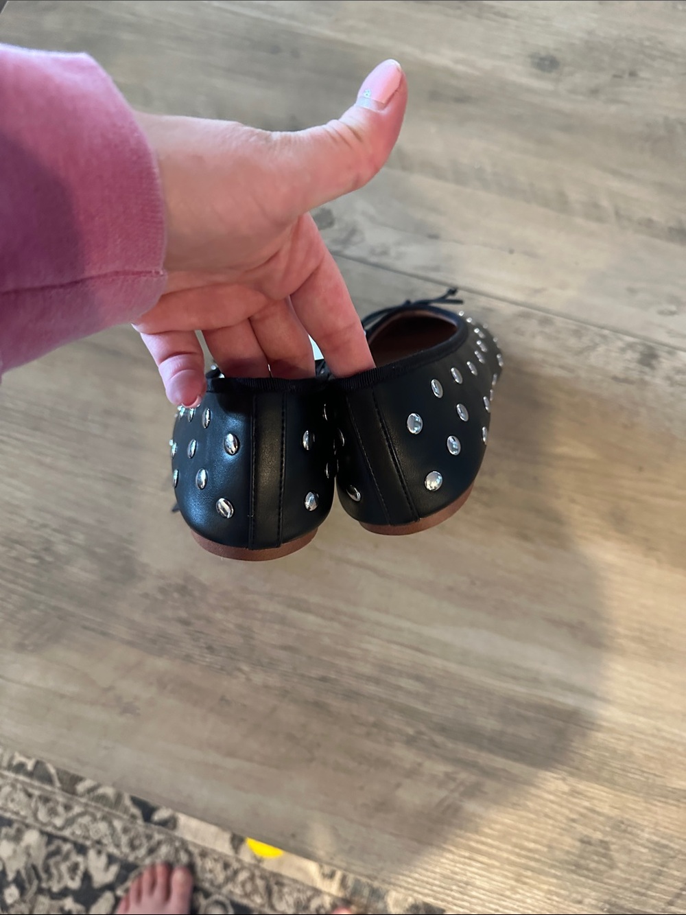 Time and Tru Black Studded Ballet Flats - Women's - Picture 4 of 4